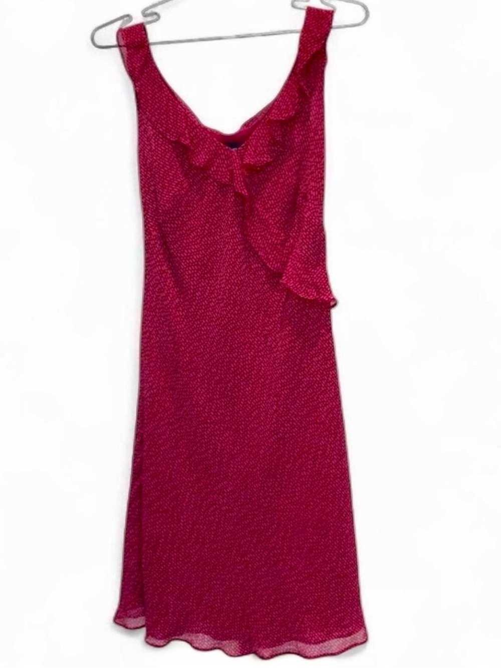 Ann Taylor Pink Ruffle-Trim Midi Dress Vintage